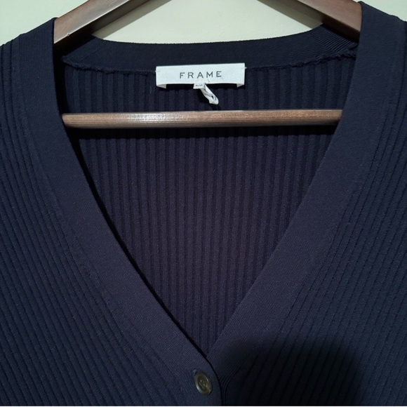 Frame Denim Navy Ribbed Cardigan - Picture 4 of 7